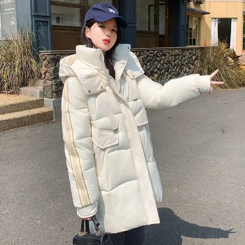 ダウンコート レディース パーカー 2025冬新作 ロング丈 フード付き 大きいサイズ 暖かい 中綿入りジャケット 厚手 フード付き アウター 韓国風 レディース トップス
