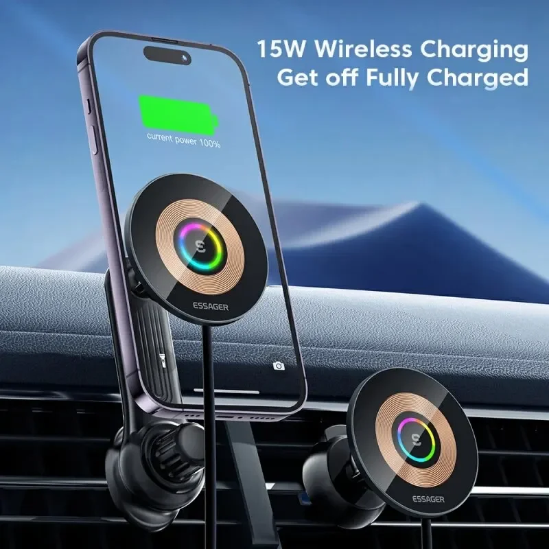 Essager 15W QI Car Wireless Charger Phone Holder Mount For iPhone 14 13 12 Pro Max Wireless Fast Charging Phone Holder Charger