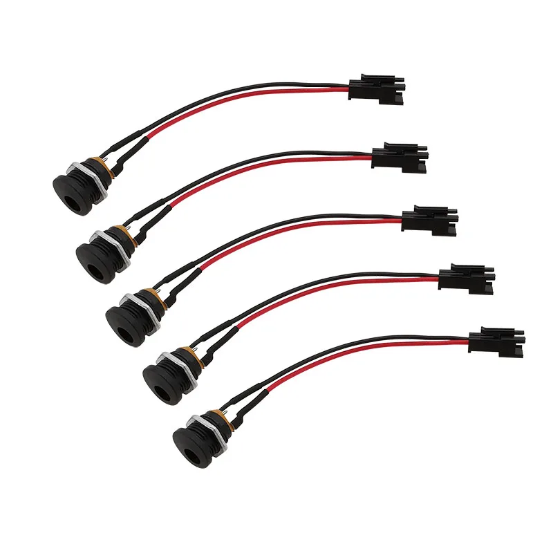 5Pcs DC-022 5.5x2.1mm DC Power Jack Female to ST SM 2 Pin Plug Wire Cable Connector 10/15/20CM