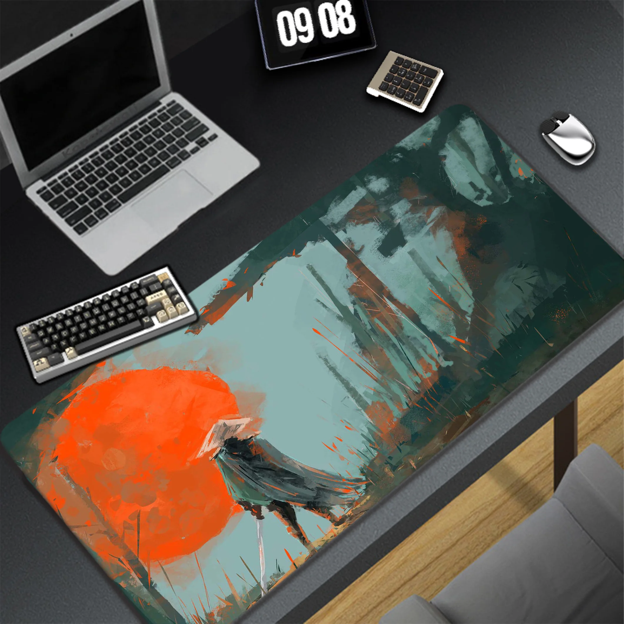 Grande Estilo Japonês Mouse Pad, Gamer Mousepad, Acessórios de Escritório, Tapete De Mesa, Jogo Borda De Bloqueio, Almofadas De Teclado, 900x 400mm