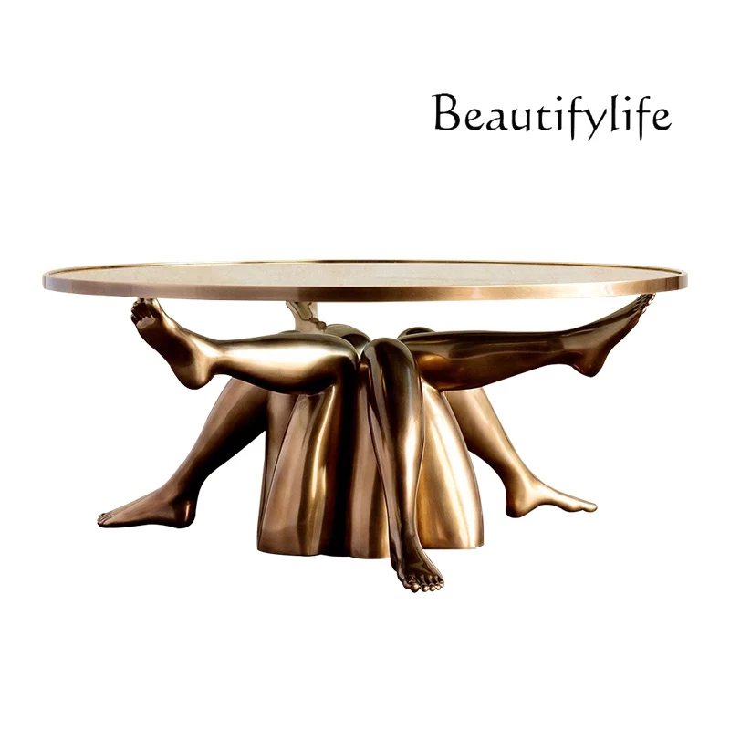 

New creative special-shaped beautiful legs art small coffee table modern light luxury