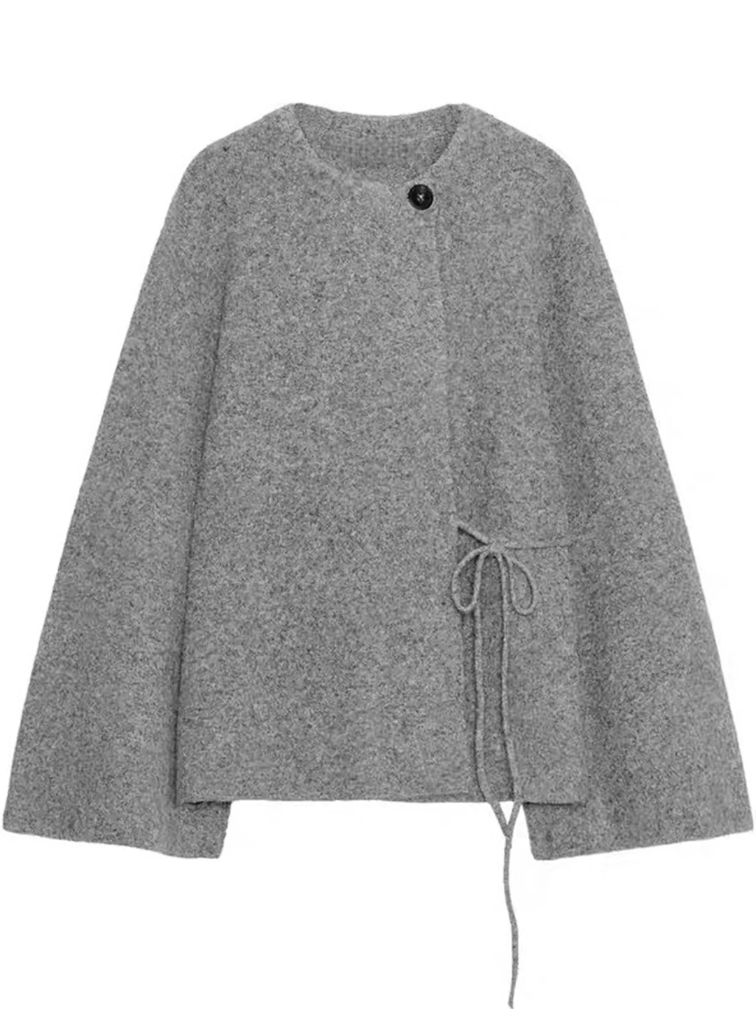 New Autumn Winter Women's Knitted Coat Double Lapel Design round Ne Sve Slit Loose Fit Commute Sle Long Sve Coat