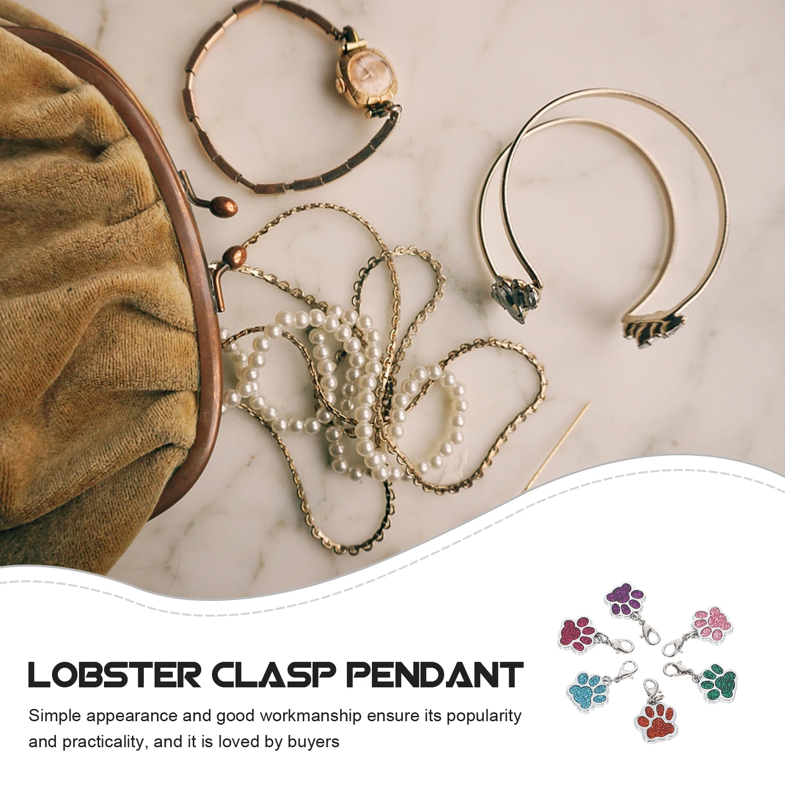 

12 шт., застежка-лобстер, ювелирные аксессуары, эмалированные подвески из нержавеющей стали, ожерелье с принтом собачьей лапы, застежки, классическая мода