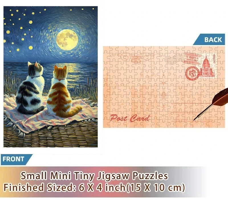 Mini Test Tube Jigsaw Puzzle Two Cats See The Moon  Difficult Jigsaw Puzzle for Adult Decompression Toys Game Family