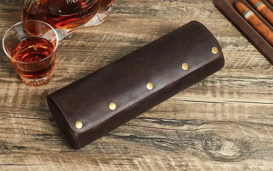 CONTACT'S FAMILY Vintage-Uhrengehäuse aus echtem Leder, Herrenuhren, Reise-Armbanduhr, Rollengehäuse-Halter, hochwertiges Geschenk für Männer – Detail 8