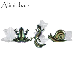 M0054 Resin Molds Easter 3D Frog Lizard Snail Small Animal Ornaments Silicone Mold for Decoration Home