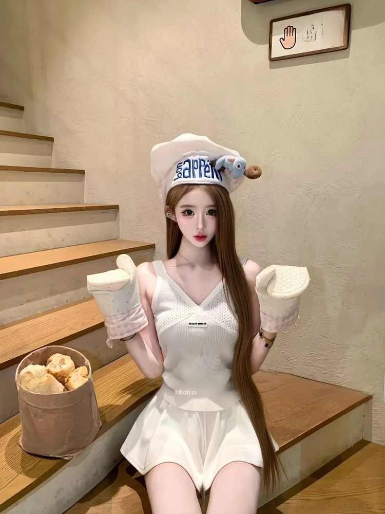 

Вязаный ажурный жилет High-Defn Pure Desire Sweet Girl's Summer Top V-Ne Slim Fit Верхняя одежда Повседневная хлопковая футболка...