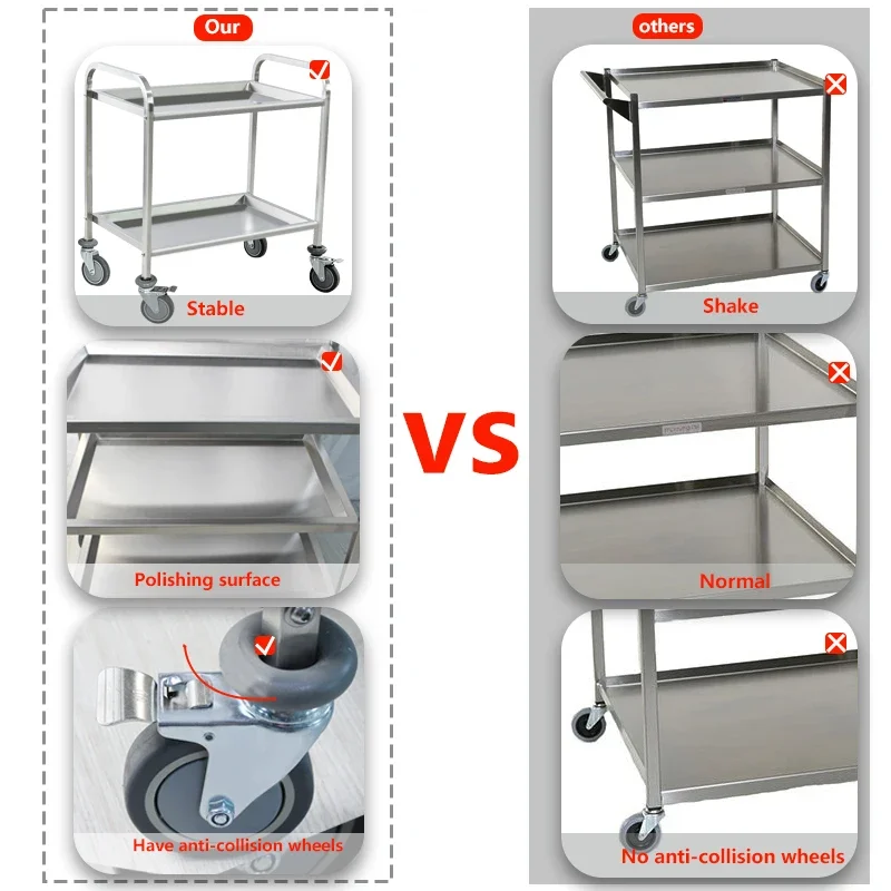 2 Layers Medical Hospital Surgical Instrument Treatment Trolley Steel Utility Cart