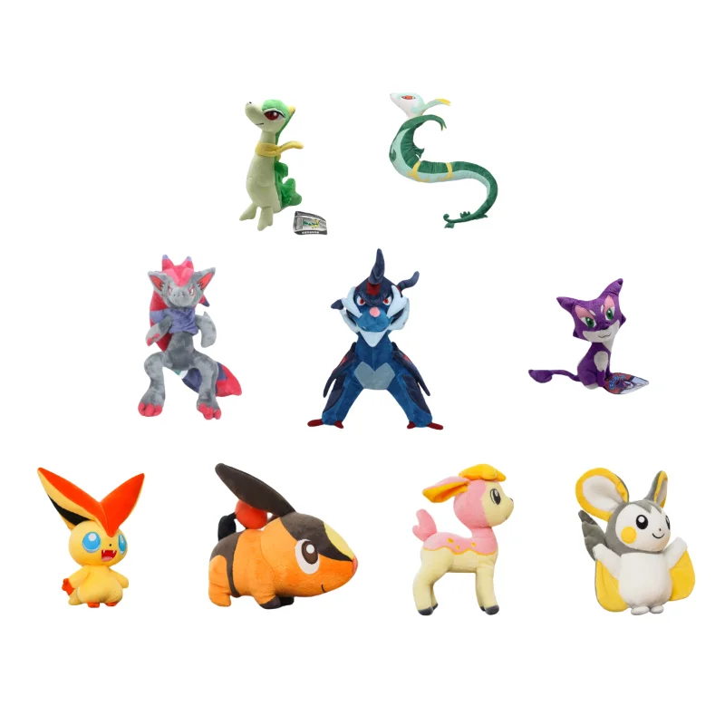Плюшевые куклы Pokemon Pikachu Hezhong Area Series Tepig Emolga Servine Serperior Samurott, мягкие плюшевые детские подарки на день рождения и Рождество