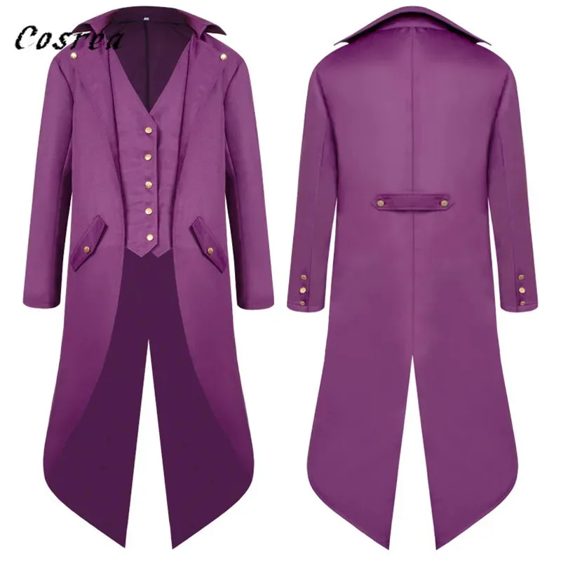 

Medieval Retro Red Tuxedo Tailcoat Mens Jacket Coats Swallowtail Dust Cosplay Steam Punk Costume Palace Dress Europe Uniform