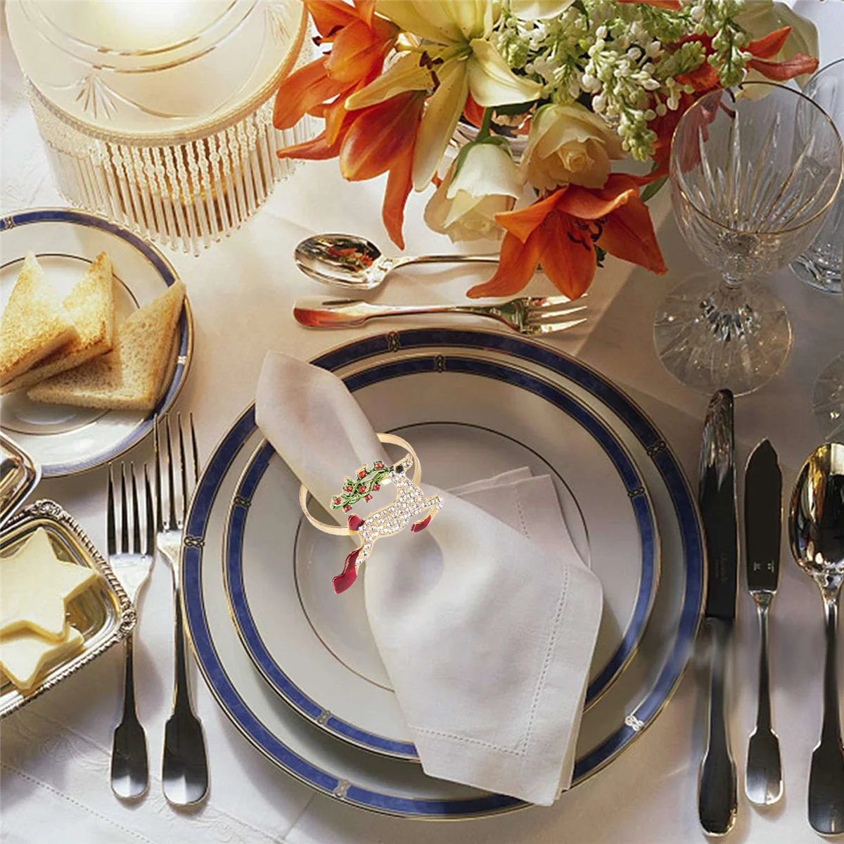 6 pezzi portatovaglioli natalizi portatovaglioli natalizi anelli ghirlanda per la decorazione della tavola della cena delle vacanze