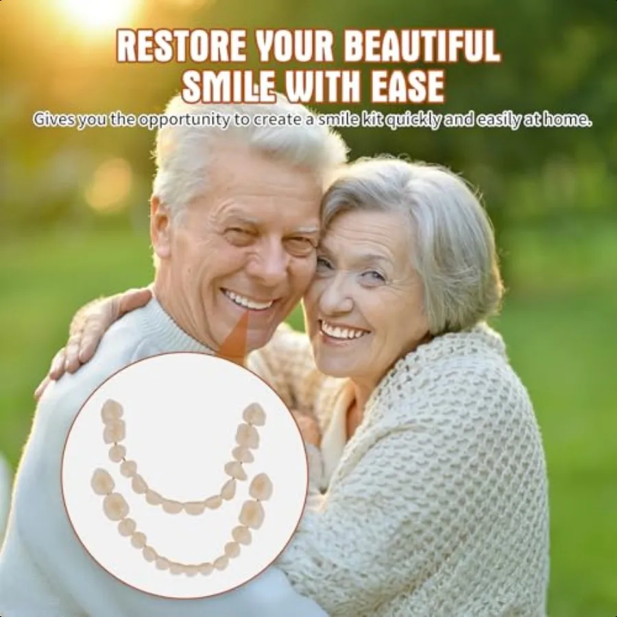 مجموعة أدوات أسنان DIY مريحة وسهلة طقم أسنان DIY في المنزل كاملة اصنع مجموعات أسنانك الخاصة لأعلى وسفلي من التيمبورا