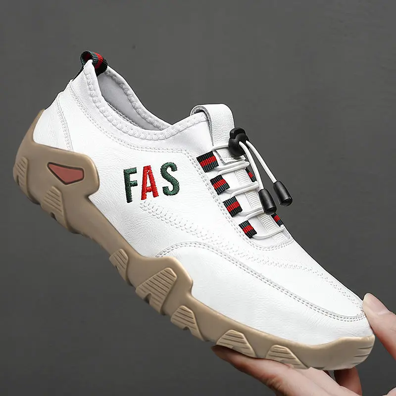 Men Loafers Flat Shoes PU Round Shape Keep Warm Waterproof and Non Slip Breathable Lace Casual Sports Sneakers