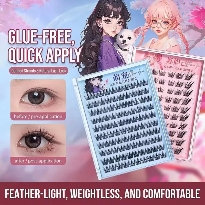 10 Rows Glue Free Cluster False Eyelashes Quick Apply And Natural Look For Daily