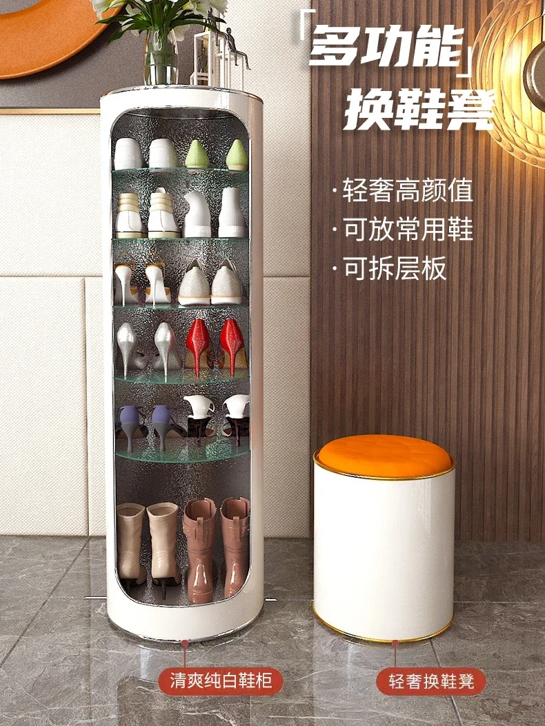 new door-to-door shoe cabinet, home door-to-door integrated, creative, light and luxurious shoe stool storage cabine