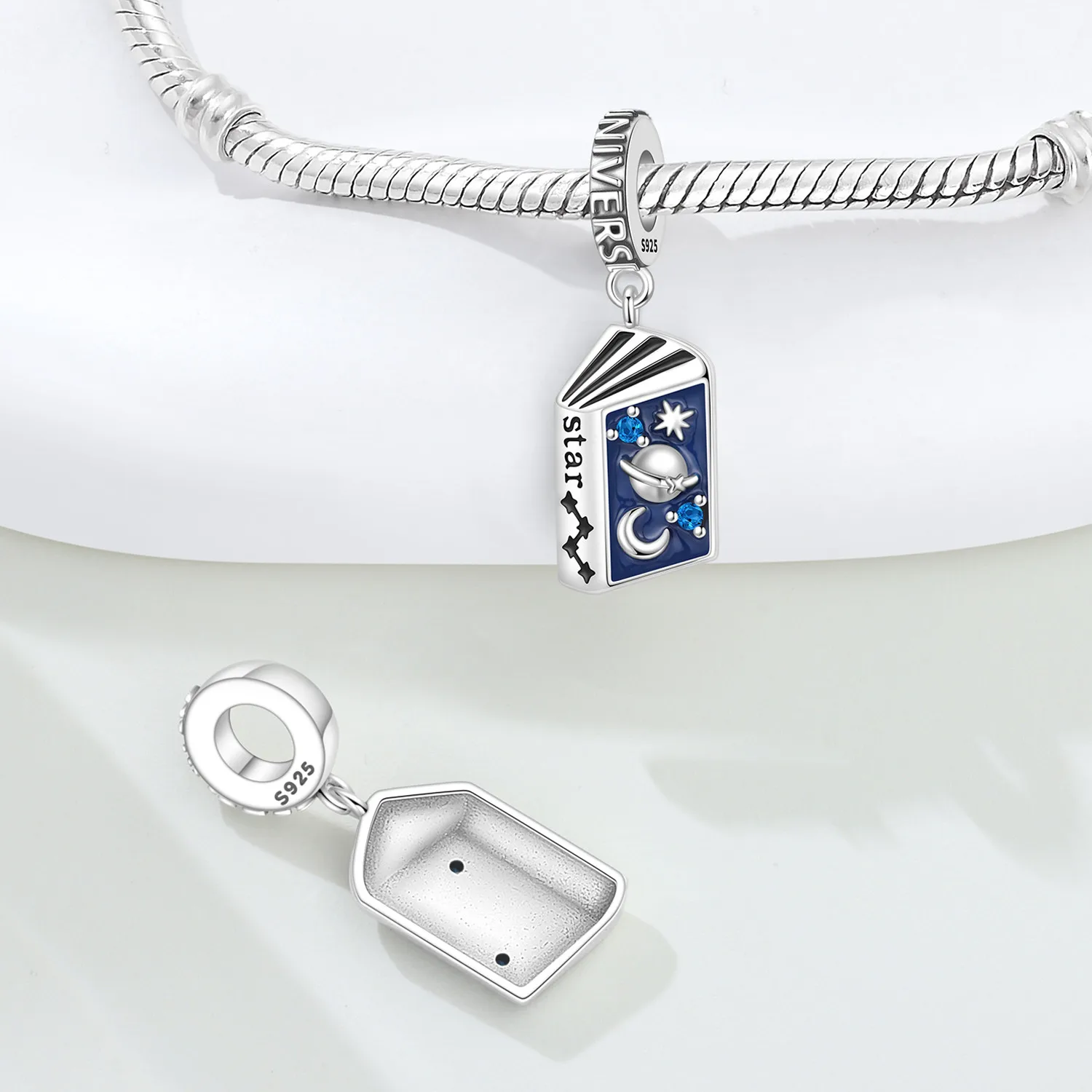 Cycuff 925 Sterling Silver Universe Mystery Book Bead Original Pendants Bracelet Necklace Charm Jewelry Party DIY Trendy Gifts