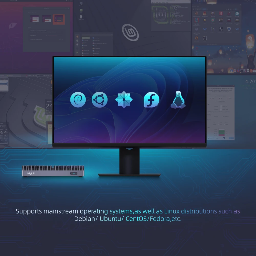 MeLE Fanless Mini PC N150 8GB DDR4 128GB,Industrial Grade Micro Computer Cyber X1,Dual HDMI,4K Display,USB 3.2,USB C,WiFi5 BT5.1