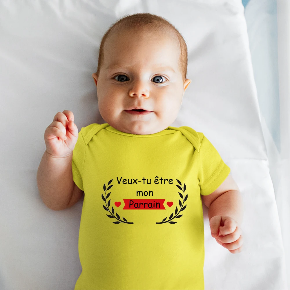 Veux-tu Etre Mon Parrain Newborn Baby Clothes French Bodysuit Pregnancy Announcement 2022 Infant Reveal Romper Fine Gift Cheap