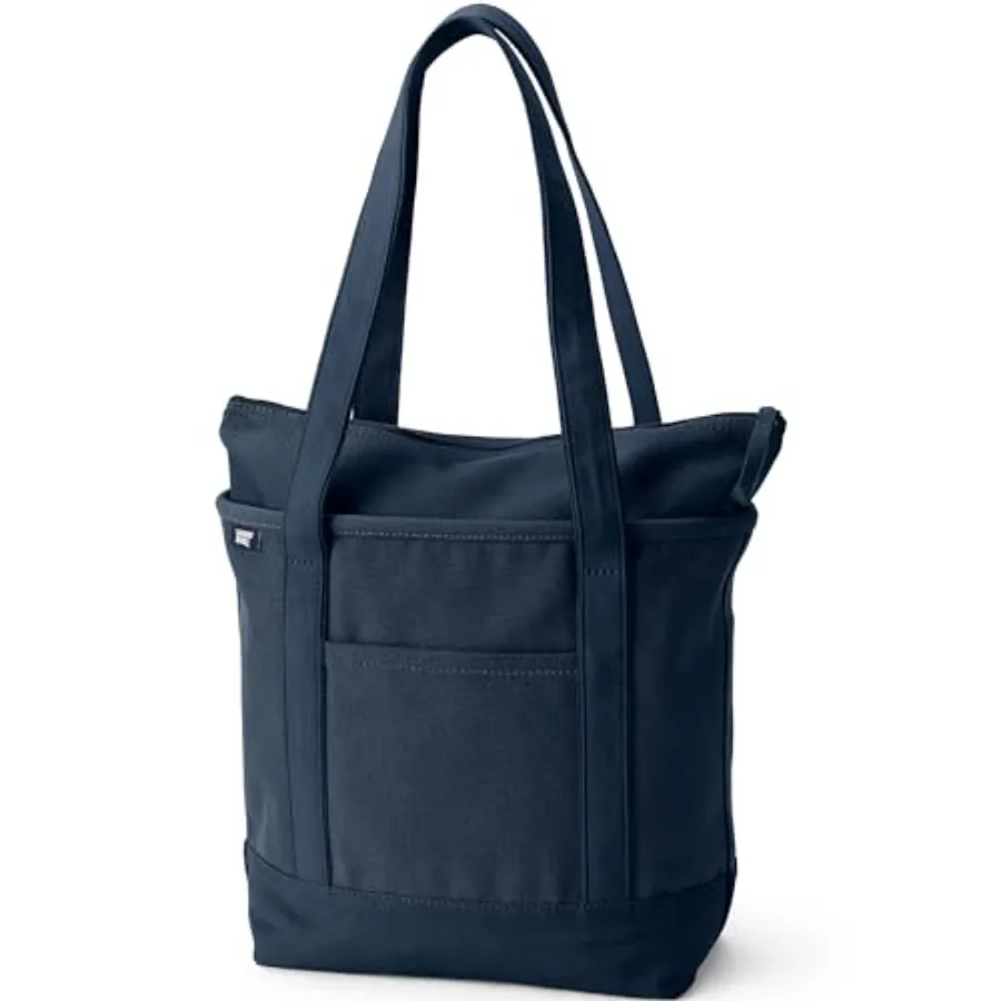 

Solid Long Handle Zip Top Canvas Tote Radiant Navy Medium Long Handle