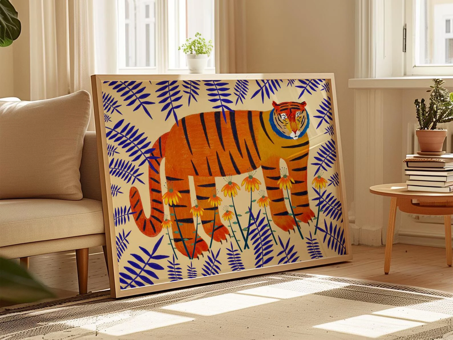 Lucky Tiger Art Canvas Print Poster Cheetah Owl Decorative Mural Wall Painting Modern Home Room Decor Christmas Gift Unframed