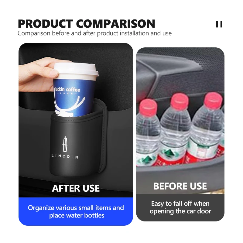 Car Storage Box Cup Holder Hang Beverage Rack Multifunctional For Lincoln Mondeo MKZ MKX Aviator Navigator Continental Corsair view 4