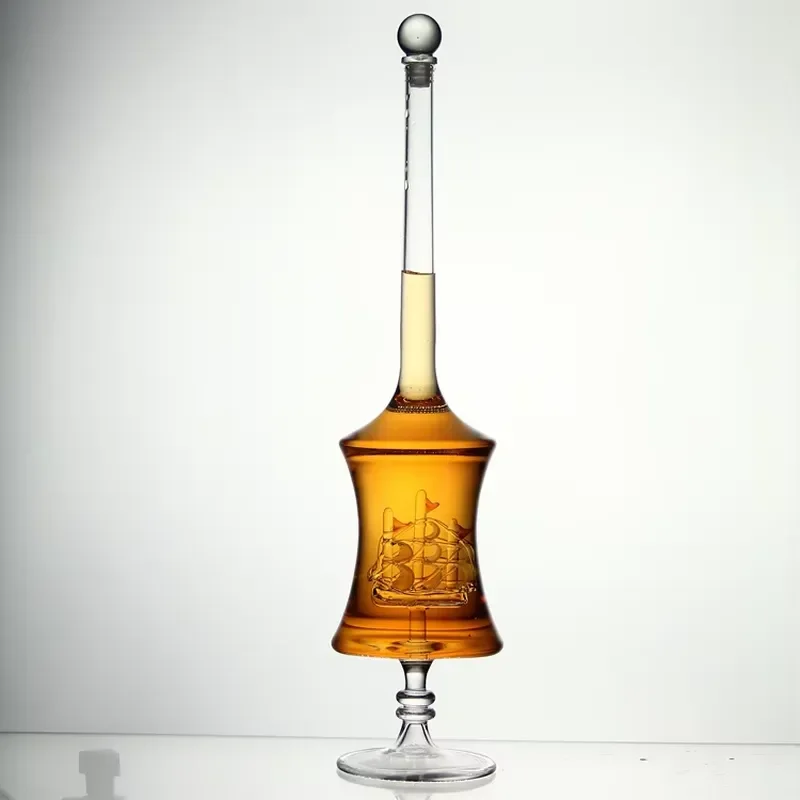 500ml Handmade Glass Whisky Bottle Unique Boat Shaped Decanter for Spirits Wine Home Bar Decor Gift