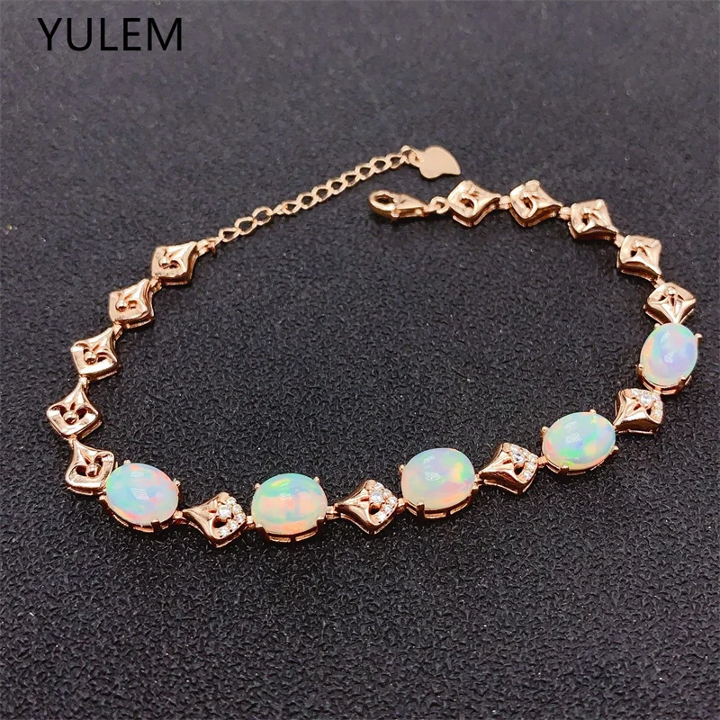 YULEM Natural White Opal Bracelet 925 Silver Good Quality Ethiopian Opal Gemstone  Women Party Birthday Jewelry Gift