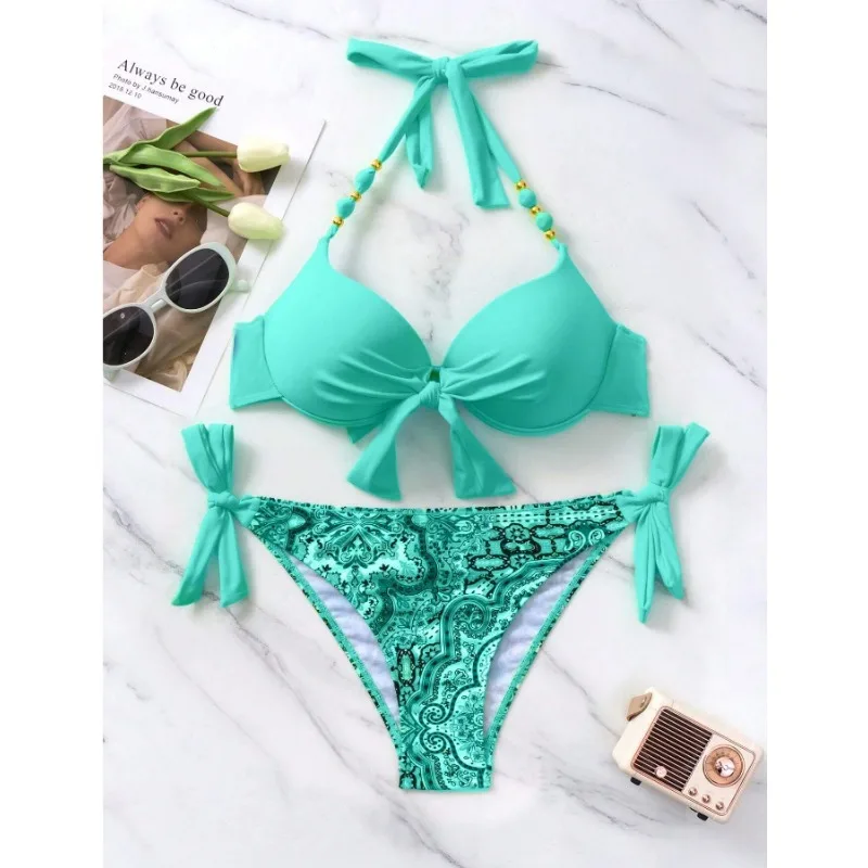 

Sexy Push Up Bikini 2024 Women Swimsuit Two Piece Swimwear Female Thong Bikinis Set Swimming for Bathing Suits Brazilian Biquini