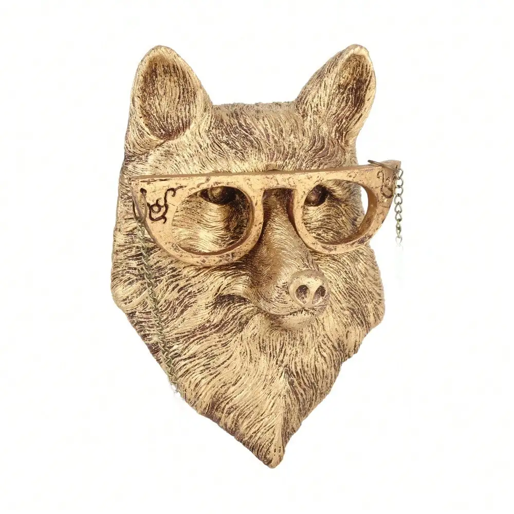 Decorazione da parete con testa di animale in resina, scultura con testa di volpe di cervo finto, decorazione da appendere a parete per soggiorno, camera da letto, cucina, regalo