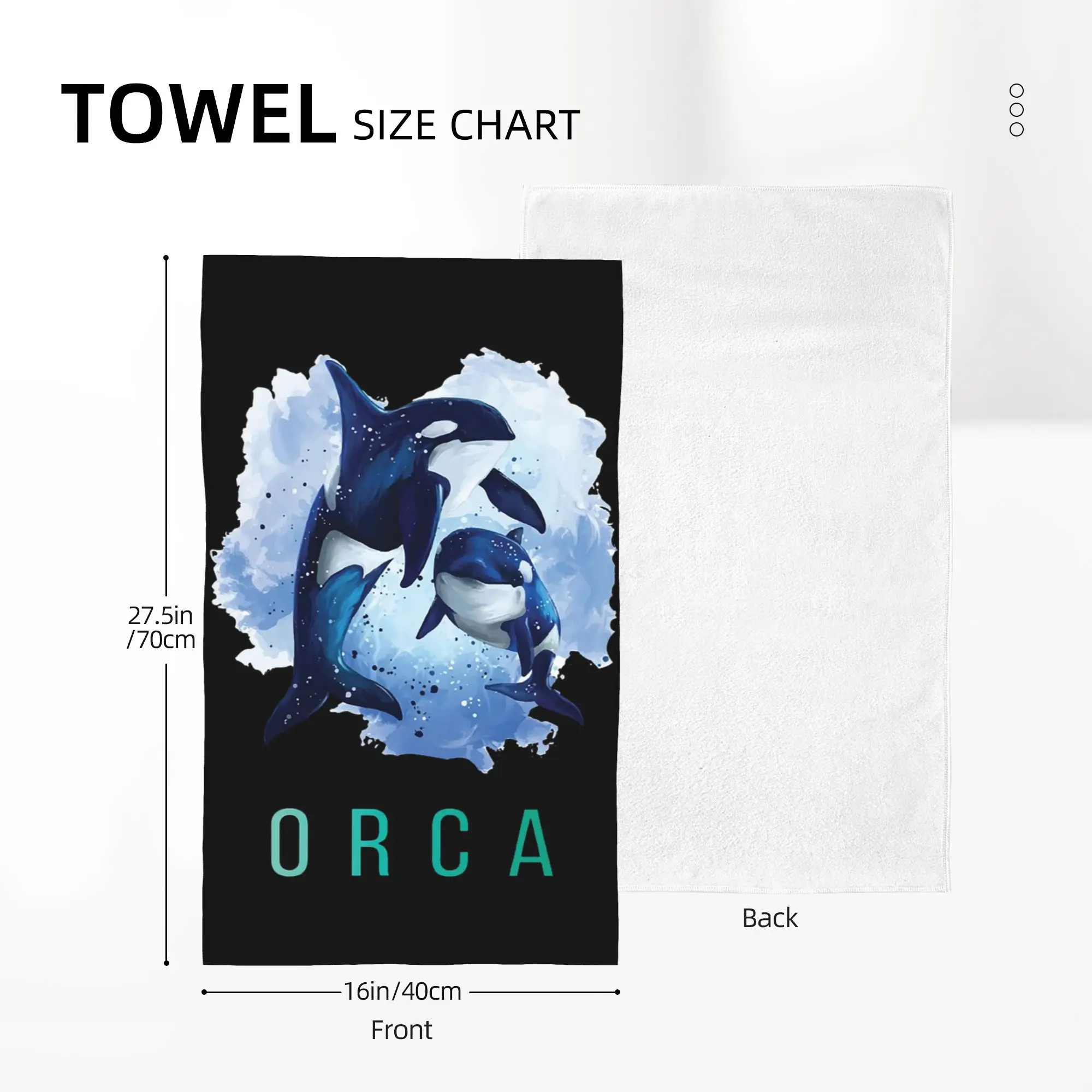 Custom Orca Aquatic Sea Ocean Killer Whale Soft Face Towel Quick Dry Pool Bath Cotton Towels Breathable