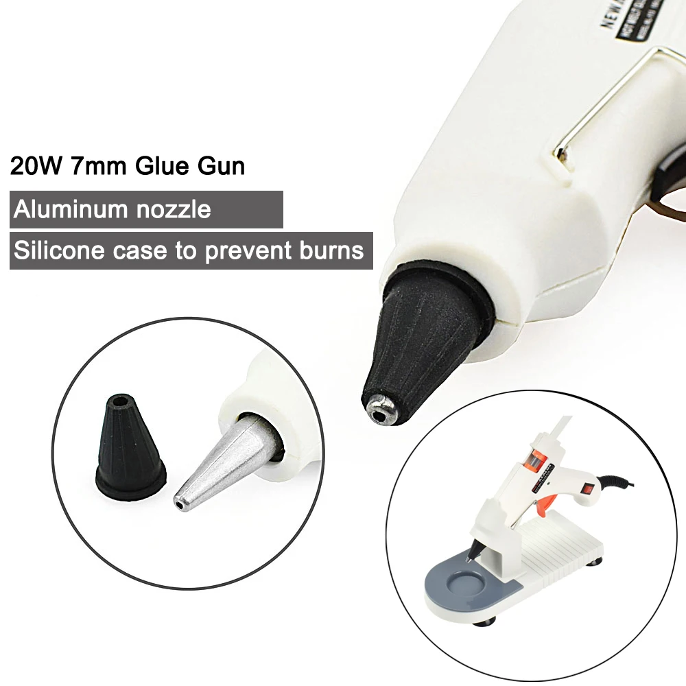 NEWACALOX EU 220V Hot Melt Glue Gun with 7mm/11mm Hot Melt Glue Stick 20W/150W Hot Silicone Gun with Stand Home School DIY Tool