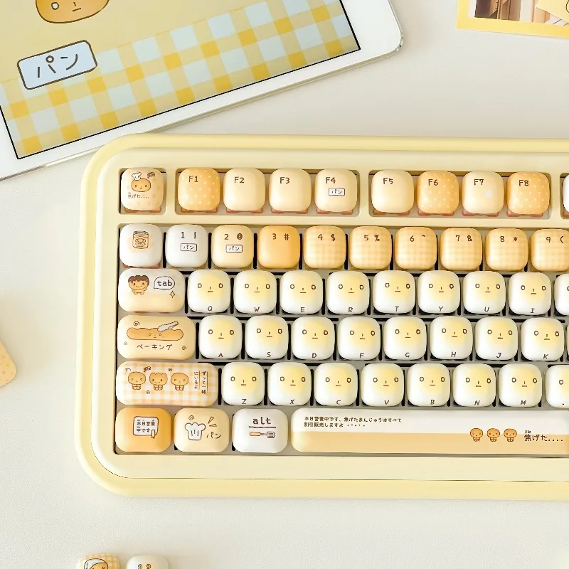 Burnt Toast Theme Keycaps Set Customized PBT Sublimation Cherry/FOA/MOT Profile Keyboard Cap for Mechanical Keyboard Accessories