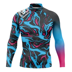 Nowa letnia męska Rashguard koszula surfingowa z długim rękawem tkanina Lycra bluza surfingowa ochrona UV prawe stroje kąpielowe