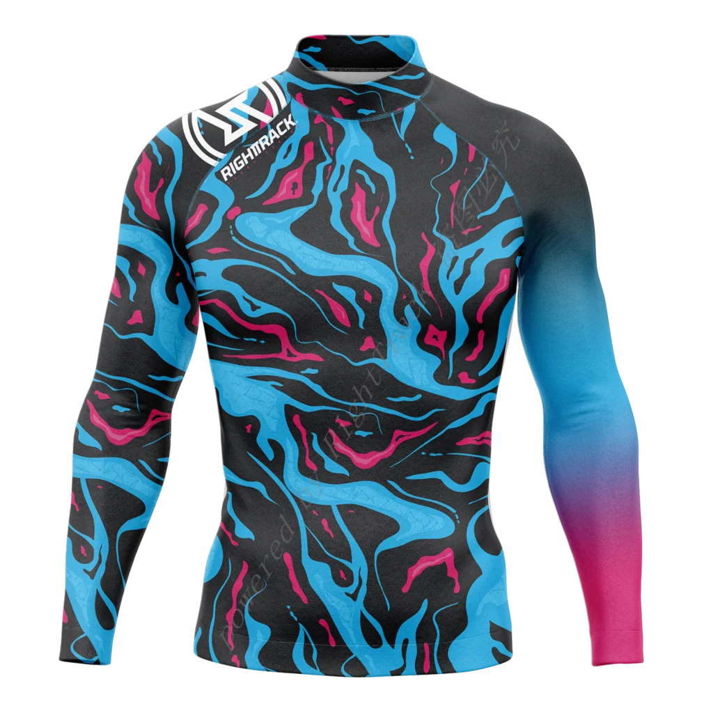 New Summer Men's Rashguard Long Sleeve Surfing Shirts Sunscreen Lycra Fabric Surf Sweatshirt UV Protection RightTrack Swimwear