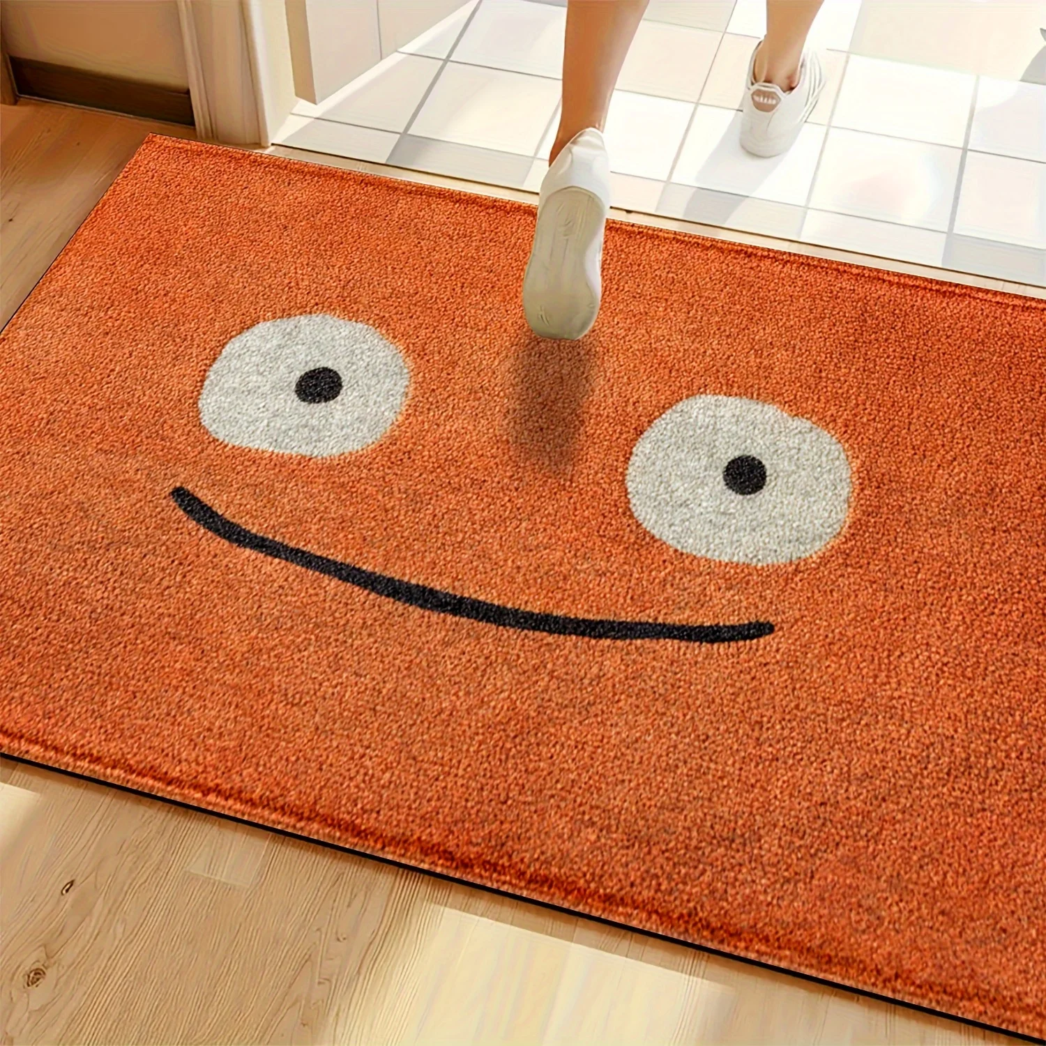 VIKAMA Cartoon Face Pattern Floor Mat Machine Washable Bathroom Entrance Soft Carpet For Home Decoration