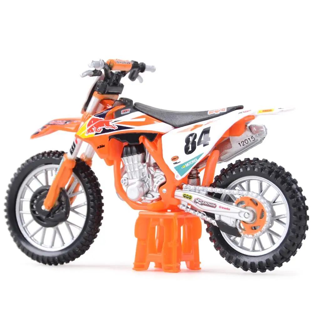 Bburago-modelo de motocicleta de aleación, juguete de colección de coches de juguete, escala 1:18, KTM 450, SX-F, edición de fábrica, 2018