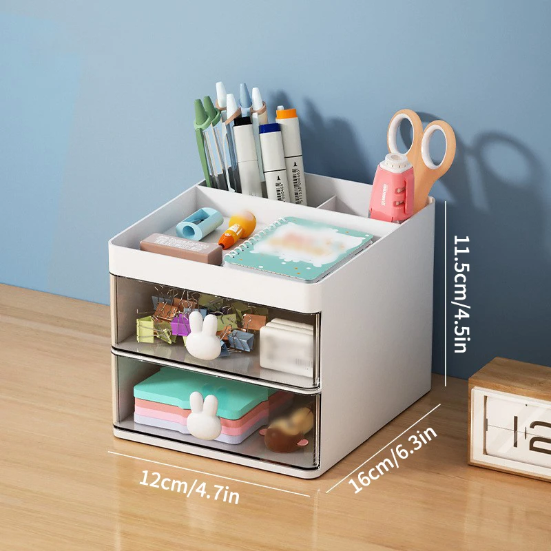 1PC Cartoon Storage Box Stationery Large Capacity Pen Holder Multi-functional Makeup Brush Storage Student Office Supplies image 6