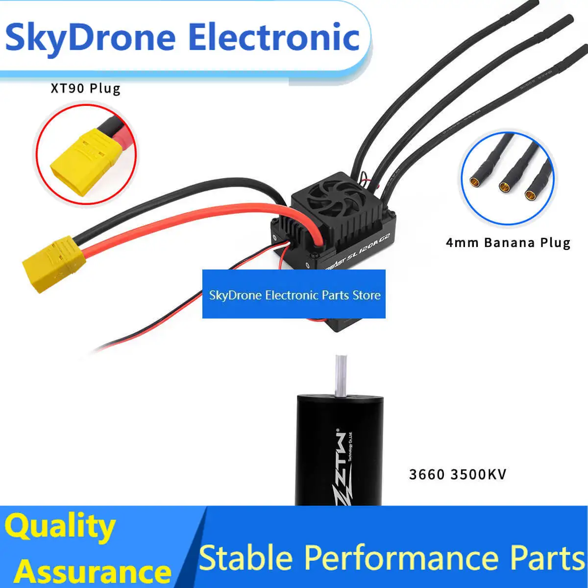 SkyDElZTW Beast G2 SL 120A ESC 2-4S Built-in 6A/3A BEC 3660 3000KV/3500KV/4000KV Brushless Motor Waterproof Combo For 1/10 SCT R