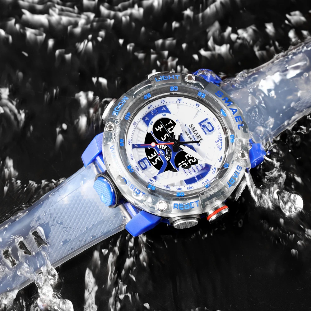 Men's Digital LED Display Sport Watch, Translucent Strap