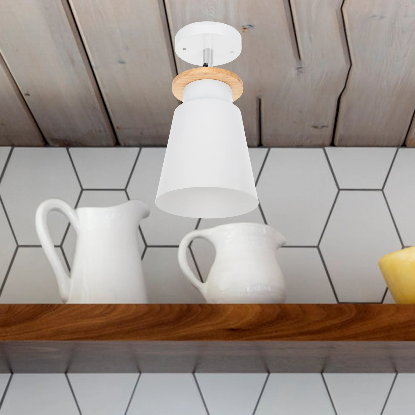 

Simple Nordic Style Wooden Iron Ceiling Lamp For Corridor Balcony Porch Home Lighting Decor Aisle Lamp Enter Light Contemporary