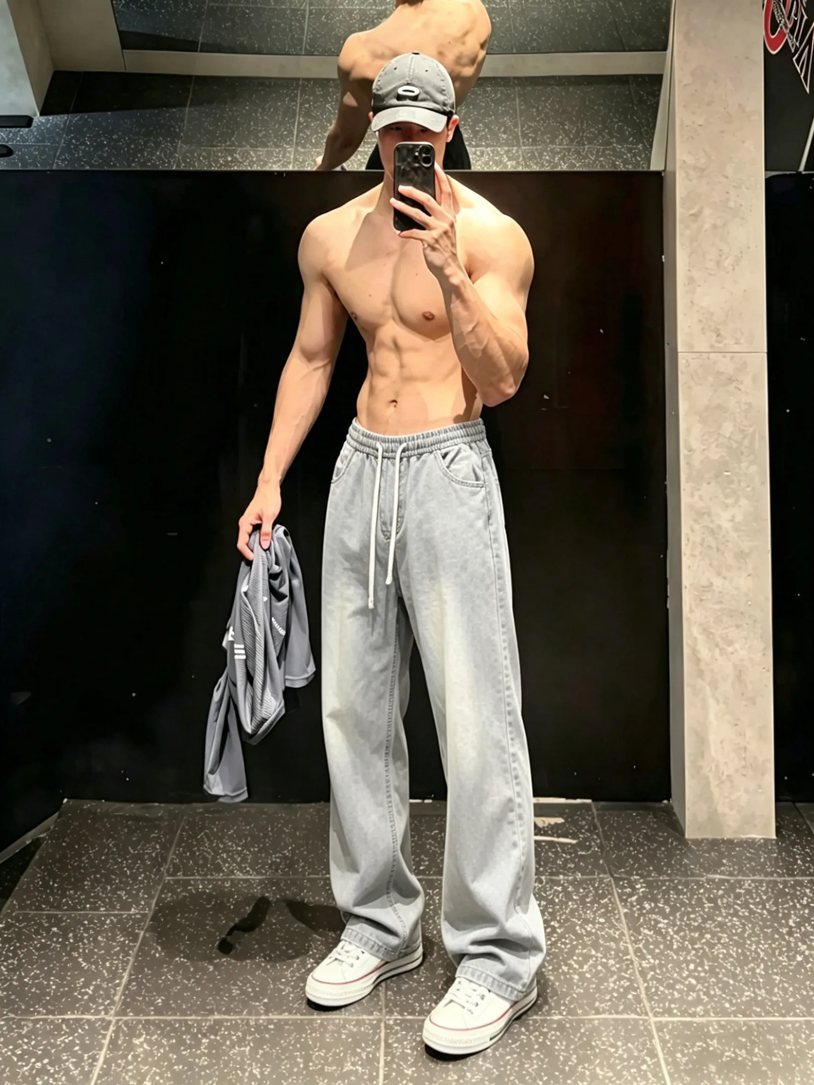 

Gray Ice Silk Men's Summer Thin Breathable Denim Pants Straight Leg Wide Leg Jeans Casual Loose Fit Comfortable Teenage Size