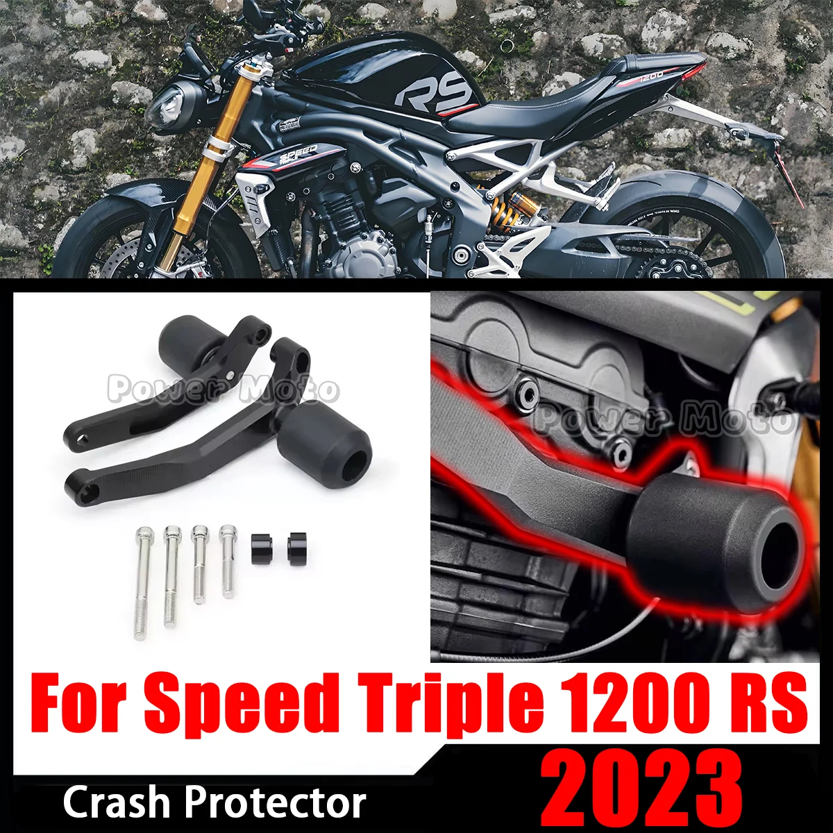 

2023 Motorcycle Falling Protection Engine Frame Slider Fairing Guard Crash Pad Side Protector For Speed Triple 1200 RS 2021-2025