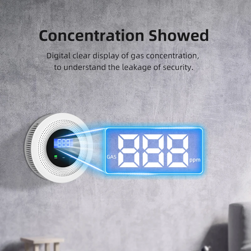 SMARSECUR Tuya WiFi Natural Gas Leakage Sensor Combustible Smart LPG Gas Leakage Detector Smart Life Security Protection Alarm