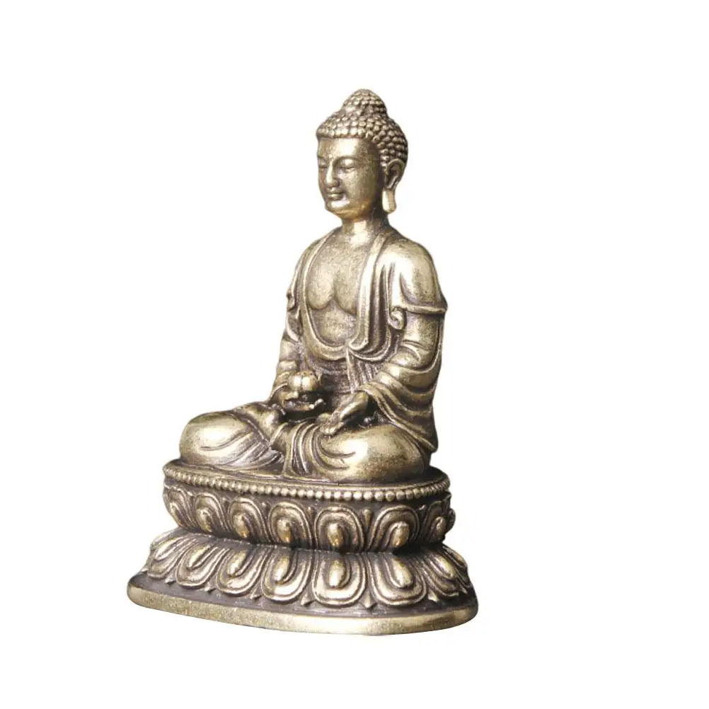 

Brass Buddha Figurine Decor Desktop Retro Ornaments Craft Sakyamuni Bronze Miniature Desktop Brass Statue Model Home Piece