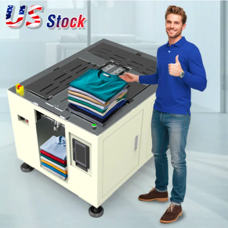 US Stock Qomolangma Semi-Auto Garment Folding & Packaging Machine Clothes Stacking + Bagging System for Retail/Laundry