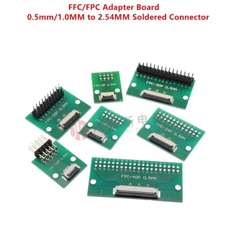 

FPC/FFC Adapter Board Welded 0.5mm/1.0mm Pitch Connector Turned Straight Into 2.54 Flexible Cable Adapter Seat 4P 6 8P 10P~80Pin