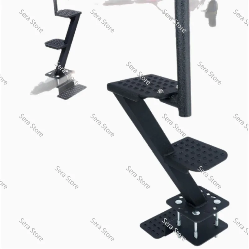 Heavy duty marine trailer pedals with safety handles, non-slip surface, unlike most deep V-trailers