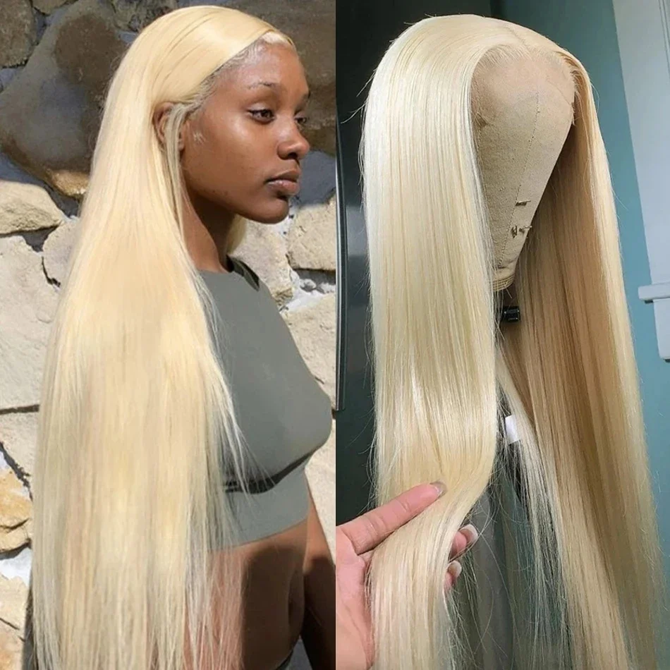 

613 Honey Blonde Bone Straight Lace Front Human Hair Wigs For Women Colored Transparent 30 38 inch 13x4 Lace Frontal Wig