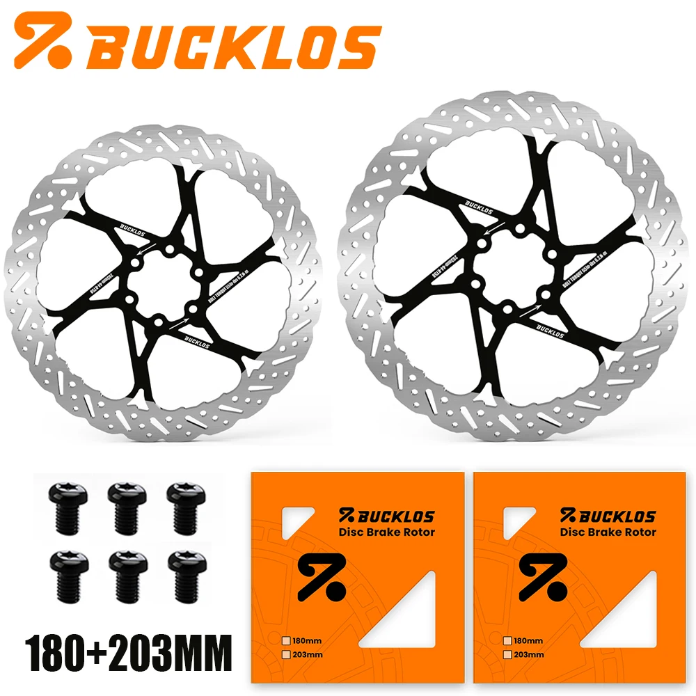 BUCKLOS 2 Stück Fahrrad-Bremsscheiben 160mm 140mm 180mm 203mm Bremsscheiben mit Wärmeableitung Hydraulische Scheibenbremsen Rotor