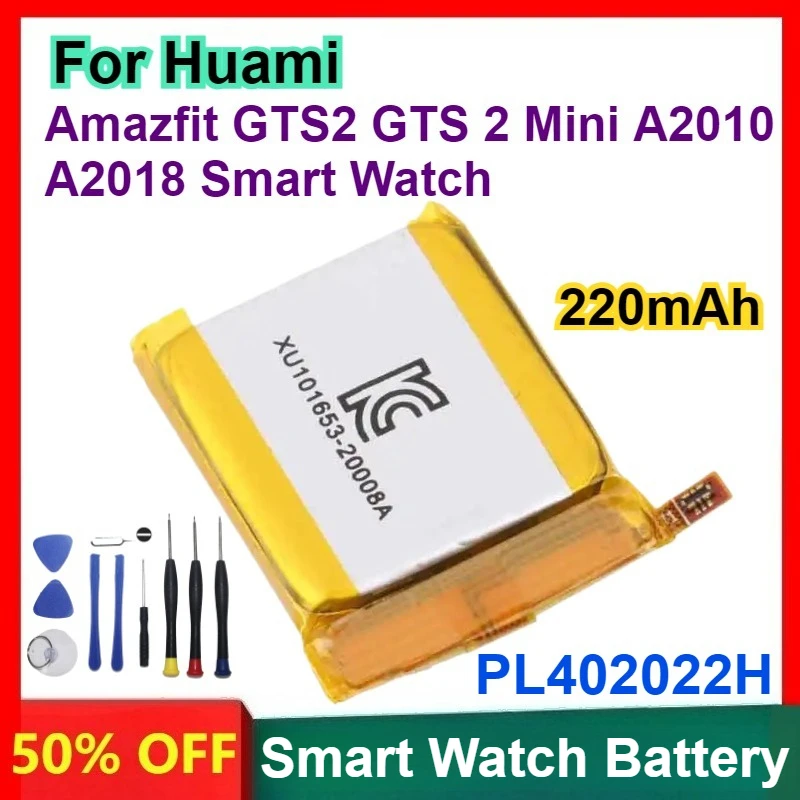 

New Battery 220mAh PL402022GH For Huami Amazfit GTS2 GTS 2 Mini A2010 A2018 Smart Watch High-Quality Bateria with Tools